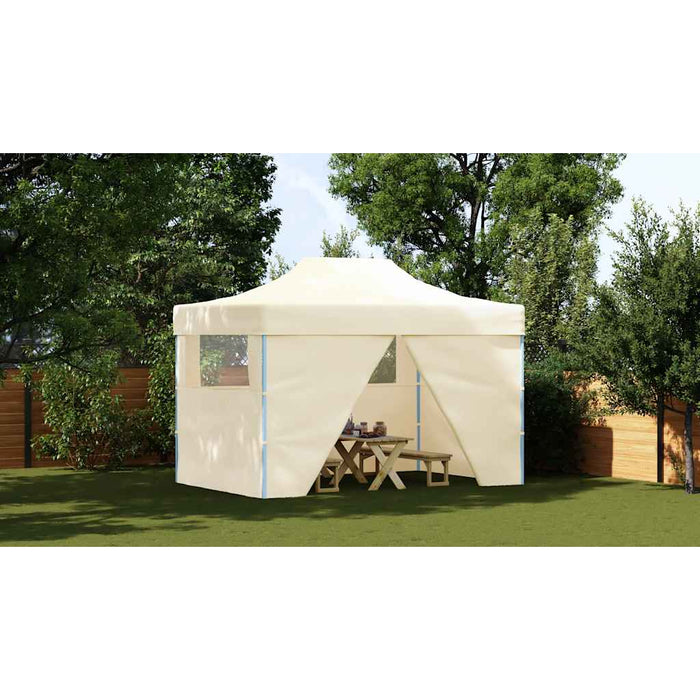 Tenda Pieghevole Pop-Up 4 Pareti Laterali 3x4,5 m Bianco Crema cod mxl 50469