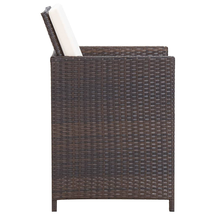 Set da Pranzo da Giardino 5 pz con Cuscini Polyrattan Marrone 42525