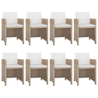 Set da Pranzo da Giardino 9 pz con Cuscini in Polyrattan Beige 42545