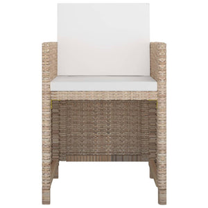 Set da Pranzo da Giardino 9 pz con Cuscini in Polyrattan Beige 42545