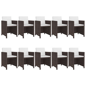Mobili da giardino mobili da esterno Set di mobili da 11 pezzi con cuscini in resina intrecciata marrone 02_0015430