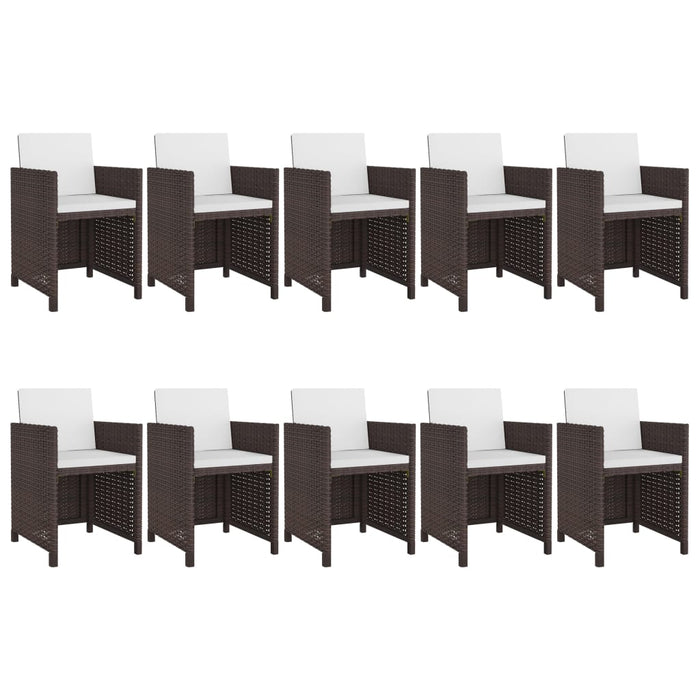 Mobili da giardino mobili da esterno Set di mobili da 11 pezzi con cuscini in resina intrecciata marrone 02_0015430