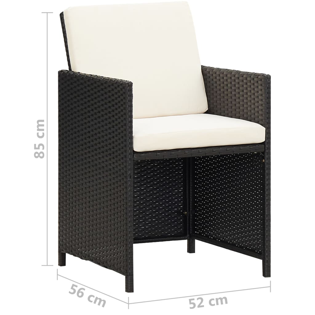 Sedie da Giardino 2 pz con Cuscini in Polyrattan Nere 42559