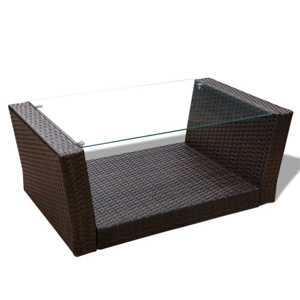 Set Divani da Giardino 4 pz con Cuscini in Polyrattan Marrone 42641