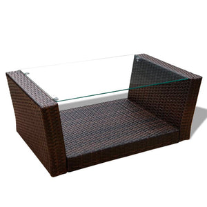 Set Divani da Giardino 4 pz con Cuscini in Polyrattan Marrone 42641