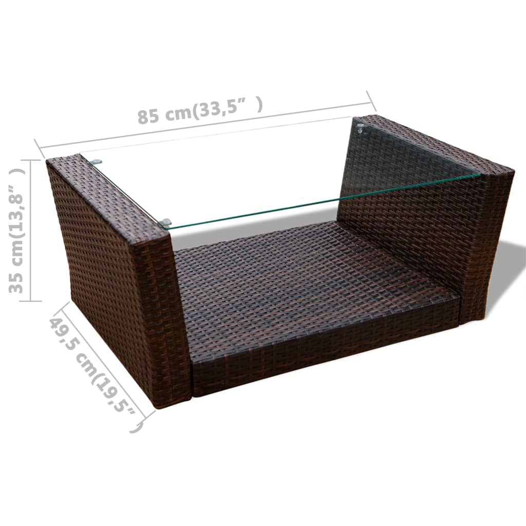 Set Divani da Giardino 4 pz con Cuscini in Polyrattan Marrone 42641