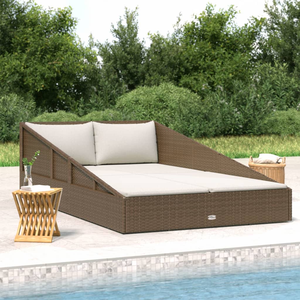 Lettino Prendisole Marrone 201x139 cm in Polyrattan cod mxl 73458