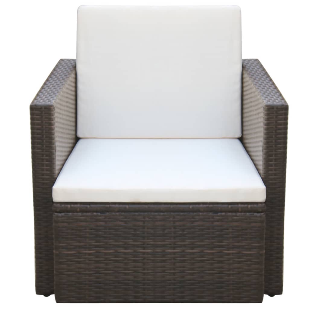 Sedia da Giardino con Cuscini in Polyrattan Marrone 42668