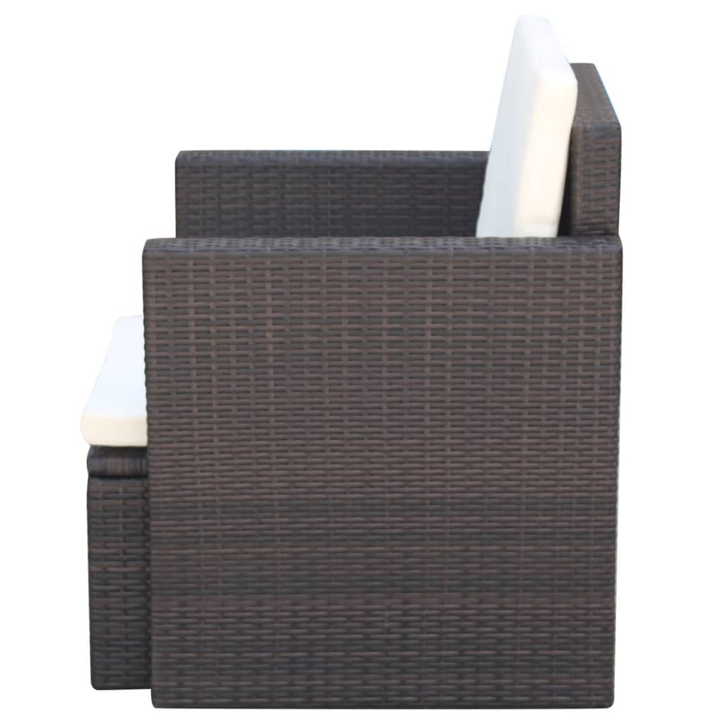 Sedia da Giardino con Cuscini in Polyrattan Marrone 42668