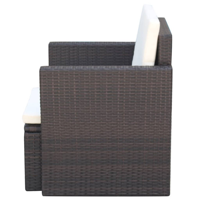 Sedia da Giardino con Cuscini in Polyrattan Marrone 42668