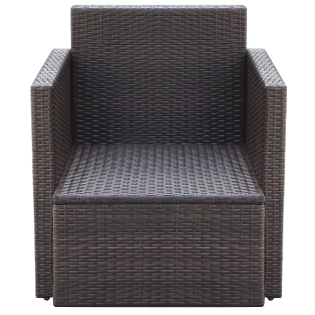 Sedia da Giardino con Cuscini in Polyrattan Marrone 42668
