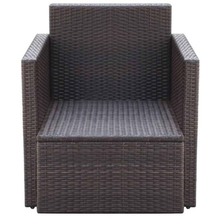 Sedia da Giardino con Cuscini in Polyrattan Marrone 42668