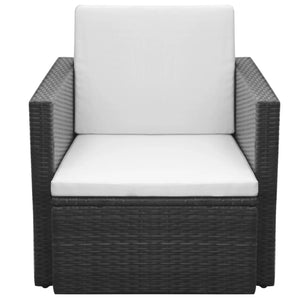 Sedia da Giardino con Cuscini in Polyrattan Nero 42669