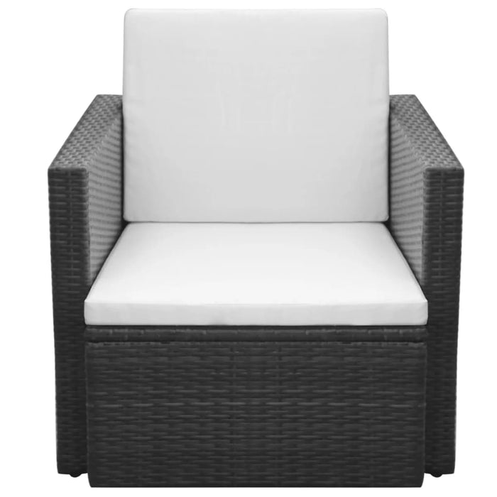 Sedia da Giardino con Cuscini in Polyrattan Nero 42669