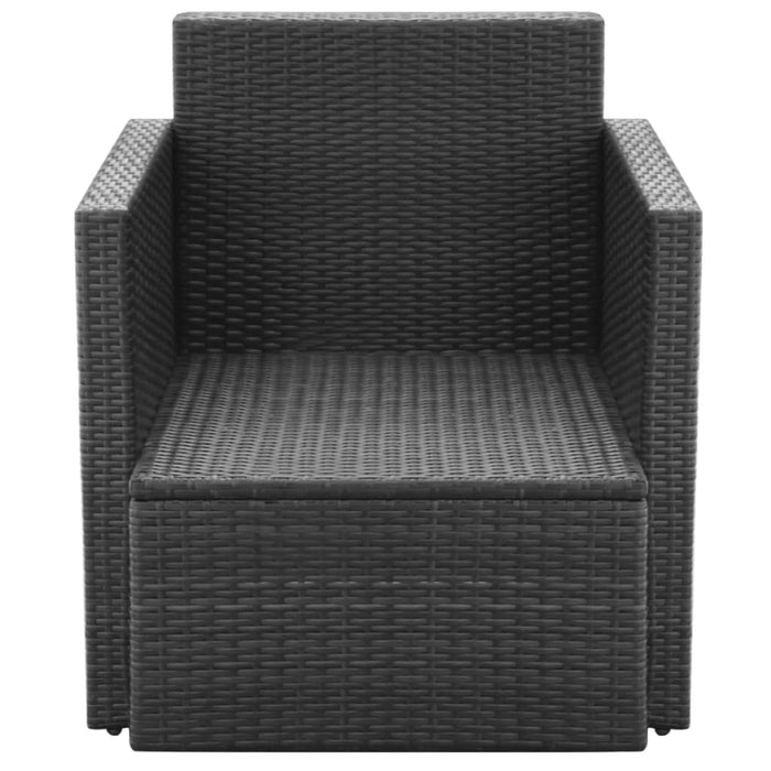Sedia da Giardino con Cuscini in Polyrattan Nero 42669