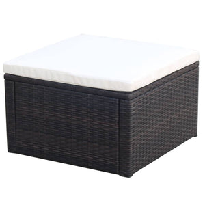 Poggiapiedi Ottomana in Polyrattan 53x53x30 cm Marrone  cod mxl 68085