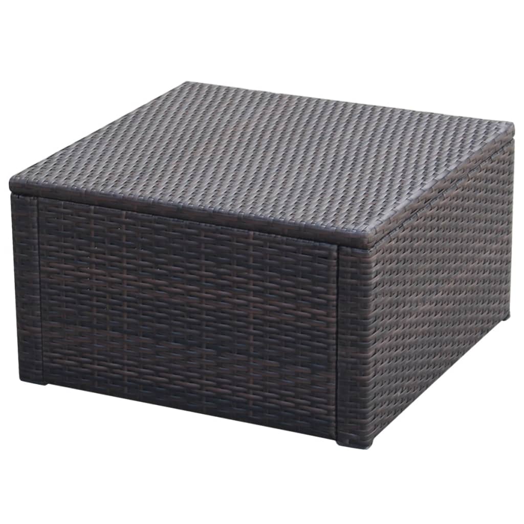 Poggiapiedi Ottomana in Polyrattan 53x53x30 cm Marrone  cod mxl 68085