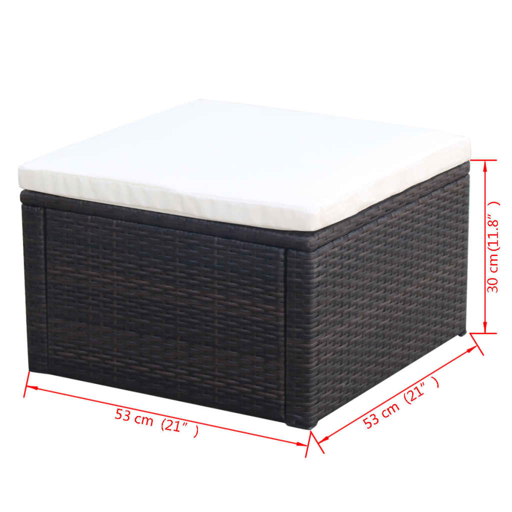 Poggiapiedi Ottomana in Polyrattan 53x53x30 cm Marrone  cod mxl 68085