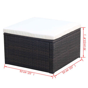 Poggiapiedi Ottomana in Polyrattan 53x53x30 cm Marrone  cod mxl 68085