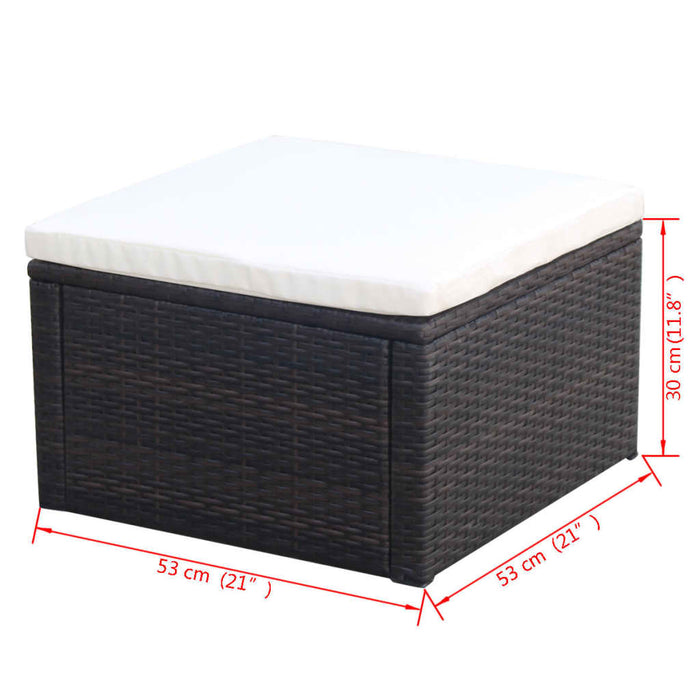 Poggiapiedi Ottomana in Polyrattan 53x53x30 cm Marrone  cod mxl 68085