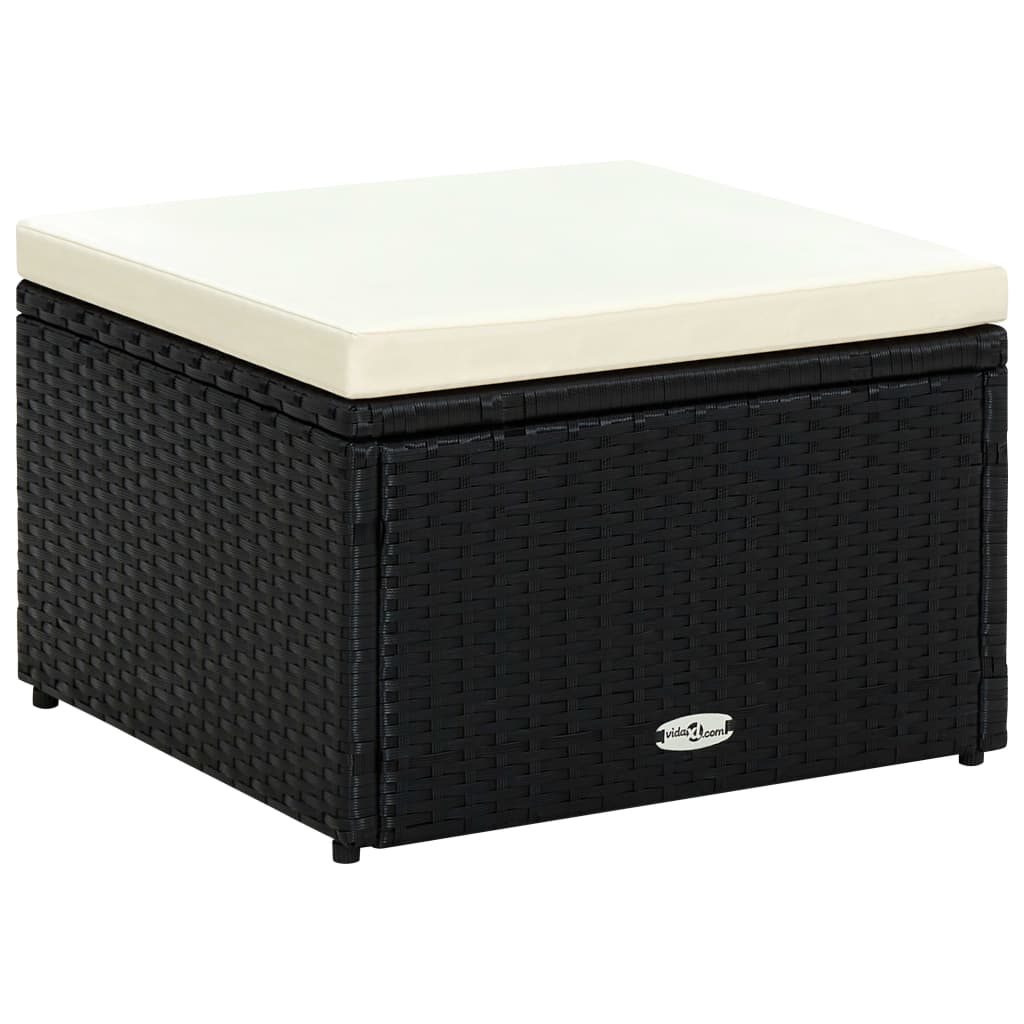Poggiapiedi Ottomana in Polyrattan 53x53x30 cm Nero cod mxl 118669