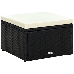 Poggiapiedi Ottomana in Polyrattan 53x53x30 cm Nero cod mxl 118669