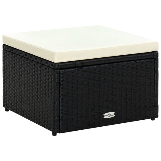 Poggiapiedi Ottomana in Polyrattan 53x53x30 cm Nero cod mxl 118669