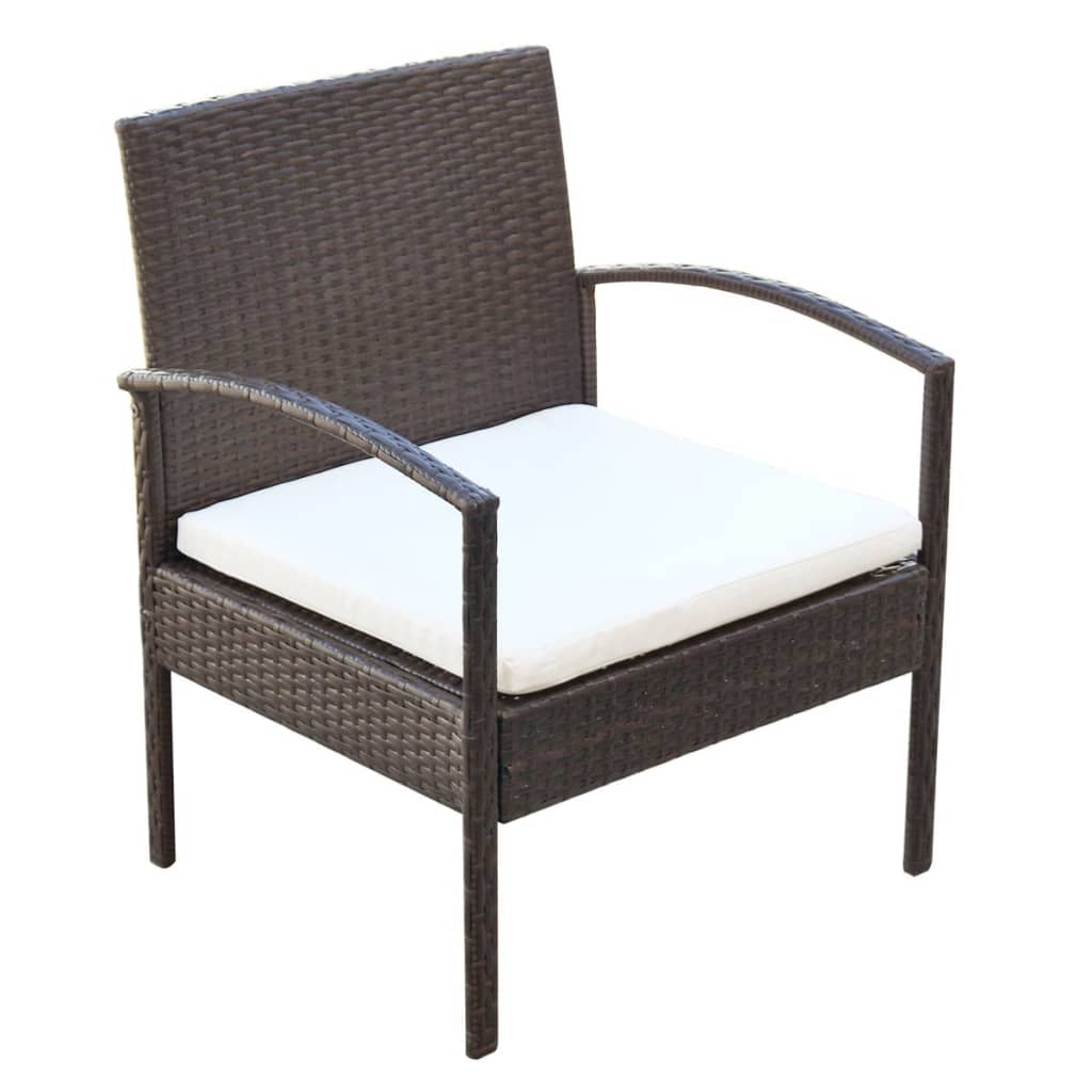 Set Divani da Giardino 4 pz con Cuscini in Polyrattan Marrone cod mxl 31141