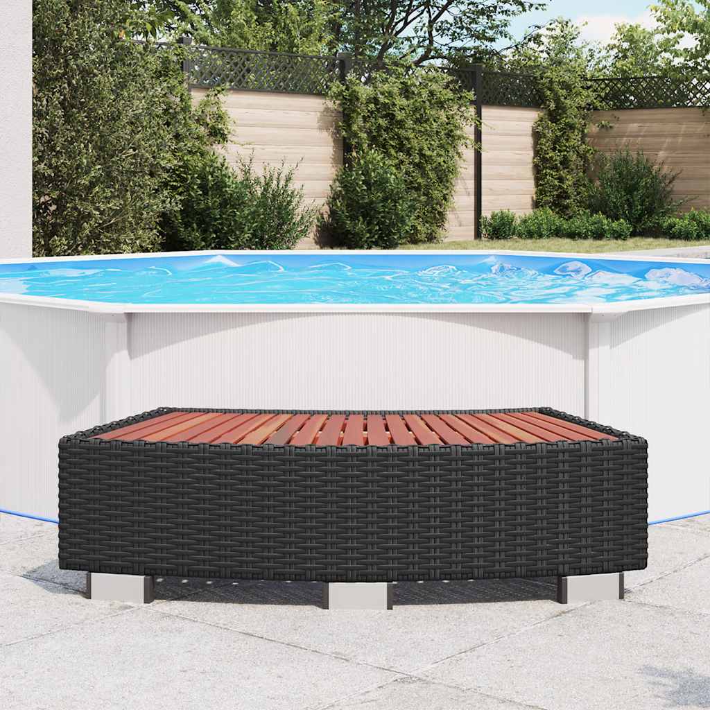 Scalino per Spa in Polyrattan 92x45x25 cm Nero cod mxl 41152