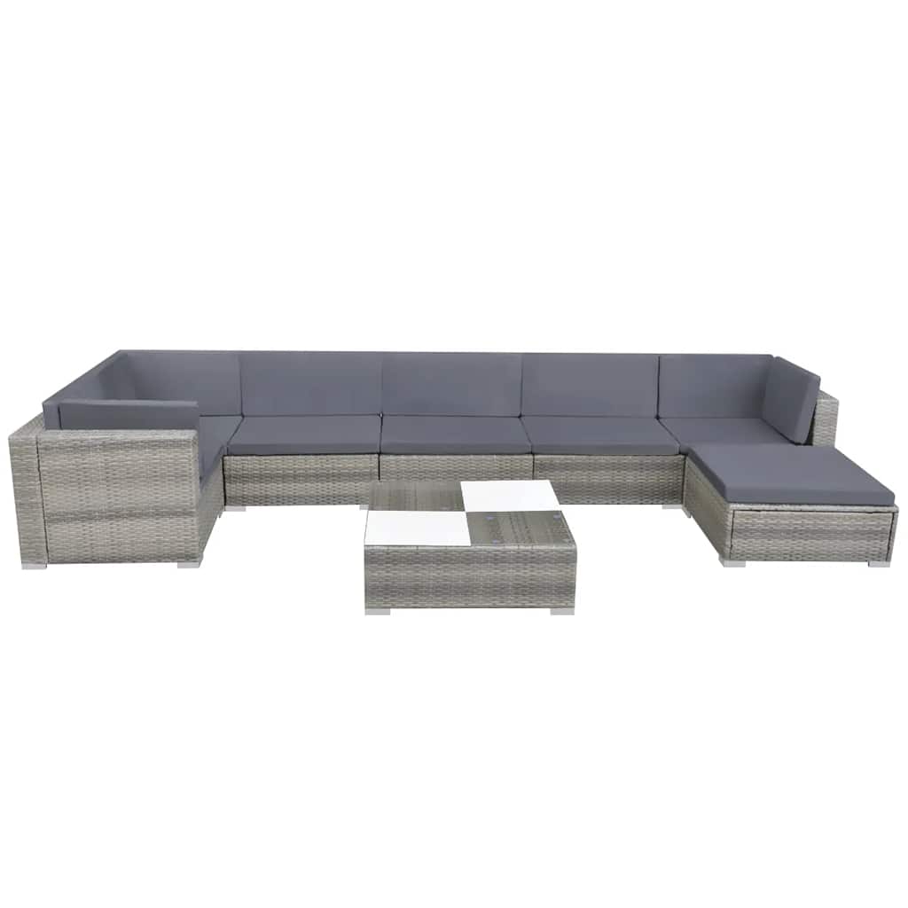 Set Divani da Giardino 8 pz con Cuscini in Polyrattan Grigio cod mxl 40206