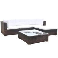 Set Divani da Giardino 5 pz con Cuscini in Polyrattan Marrone cod mxl 37672