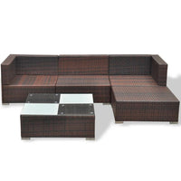 Set Divani da Giardino 5 pz con Cuscini in Polyrattan Marrone cod mxl 37672