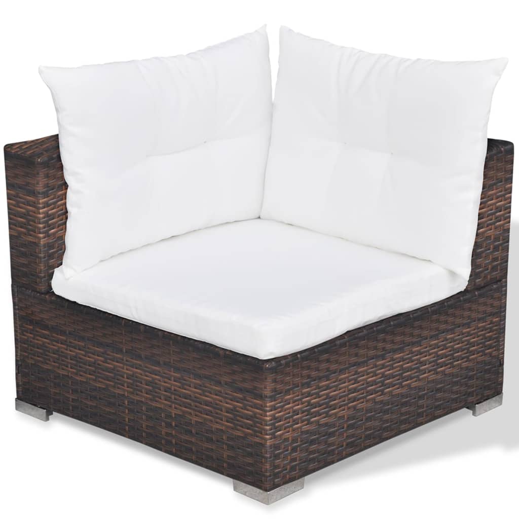 Set Divani da Giardino 5 pz con Cuscini in Polyrattan Marrone cod mxl 37672