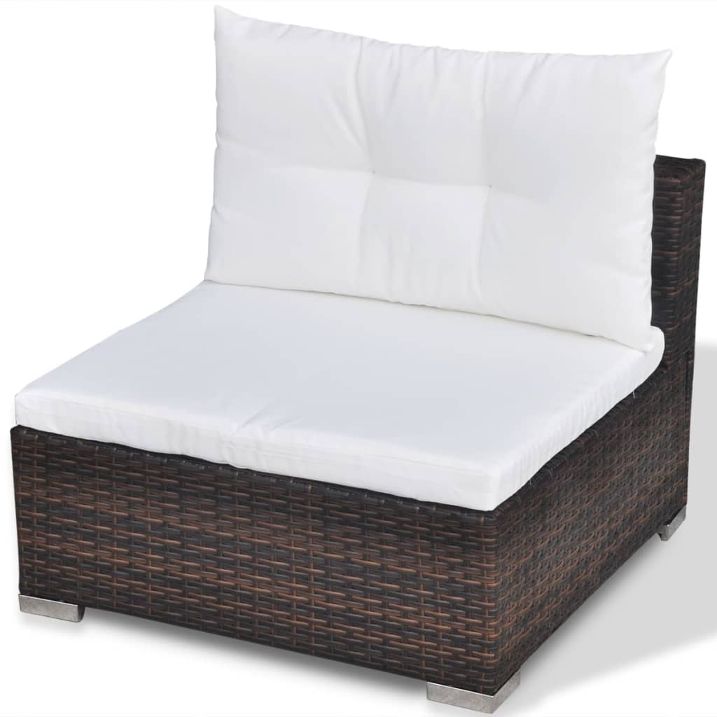 Set Divani da Giardino 5 pz con Cuscini in Polyrattan Marrone cod mxl 37672