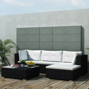 Set Divani da Giardino 5 pz con Cuscini in Polyrattan Nero 42740