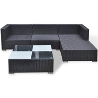 Set Divani da Giardino 5 pz con Cuscini in Polyrattan Nero cod mxl 35331