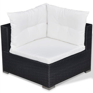 Set Divani da Giardino 5 pz con Cuscini in Polyrattan Nero 42740
