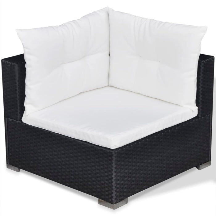Set Divani da Giardino 5 pz con Cuscini in Polyrattan Nero 42740