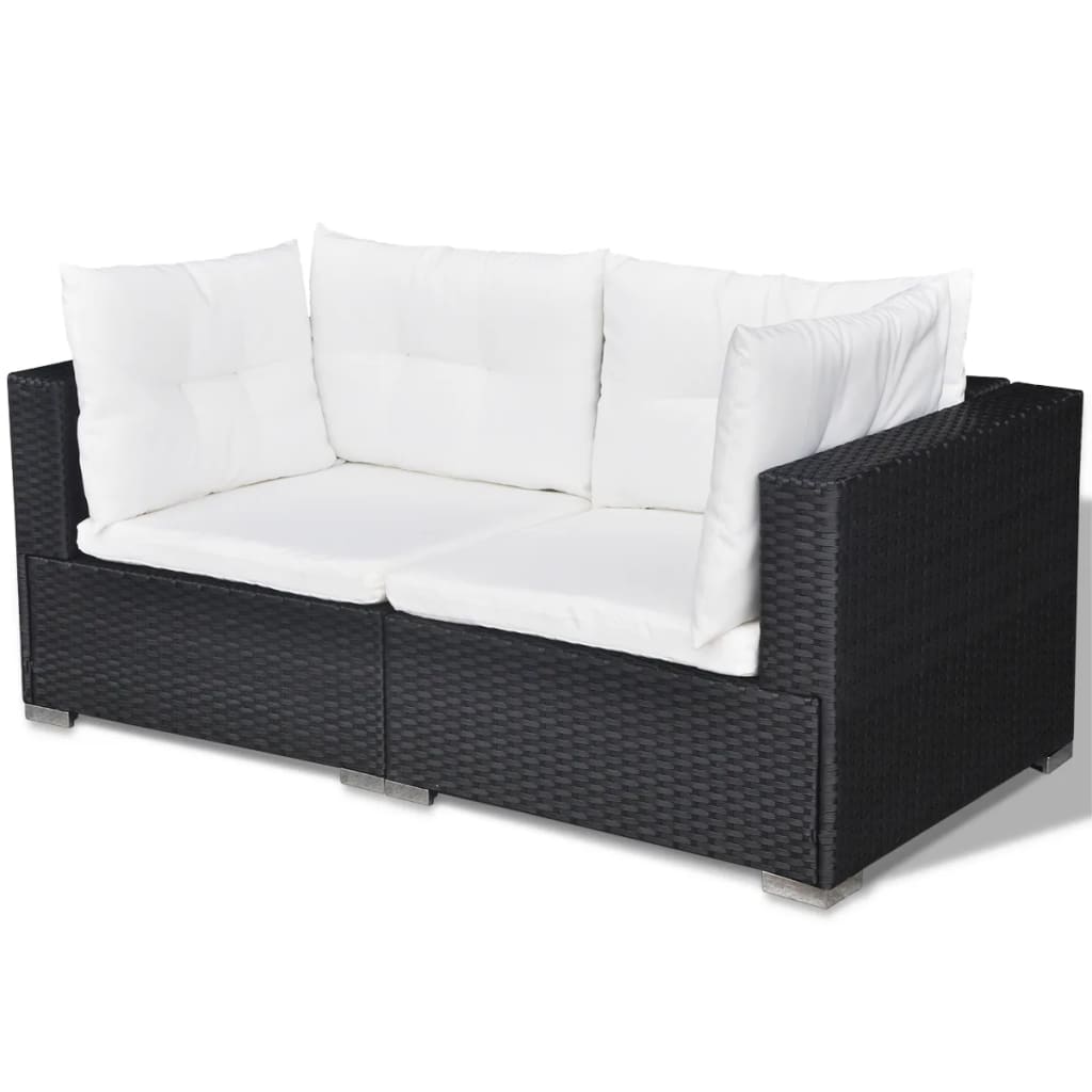Set Divani da Giardino 5 pz con Cuscini in Polyrattan Nero cod mxl 35331