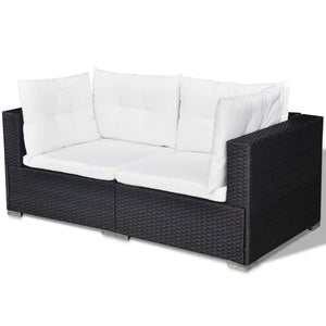 Set Divani da Giardino 5 pz con Cuscini in Polyrattan Nero cod mxl 35331