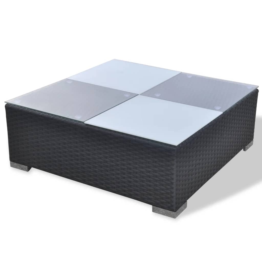 Set Divani da Giardino 5 pz con Cuscini in Polyrattan Nero 42740