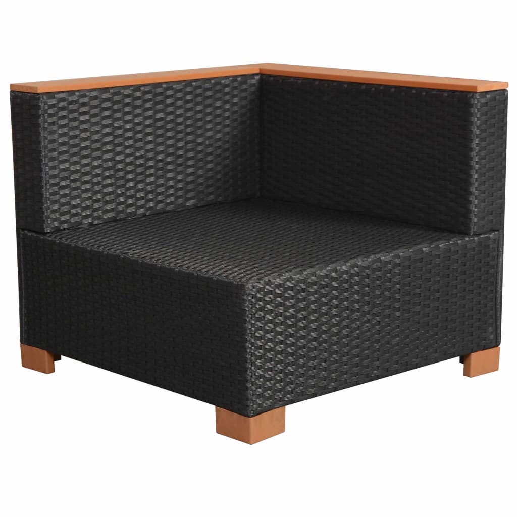 Set Divani da Giardino 9 pz con Cuscini in Polyrattan Nero 42752