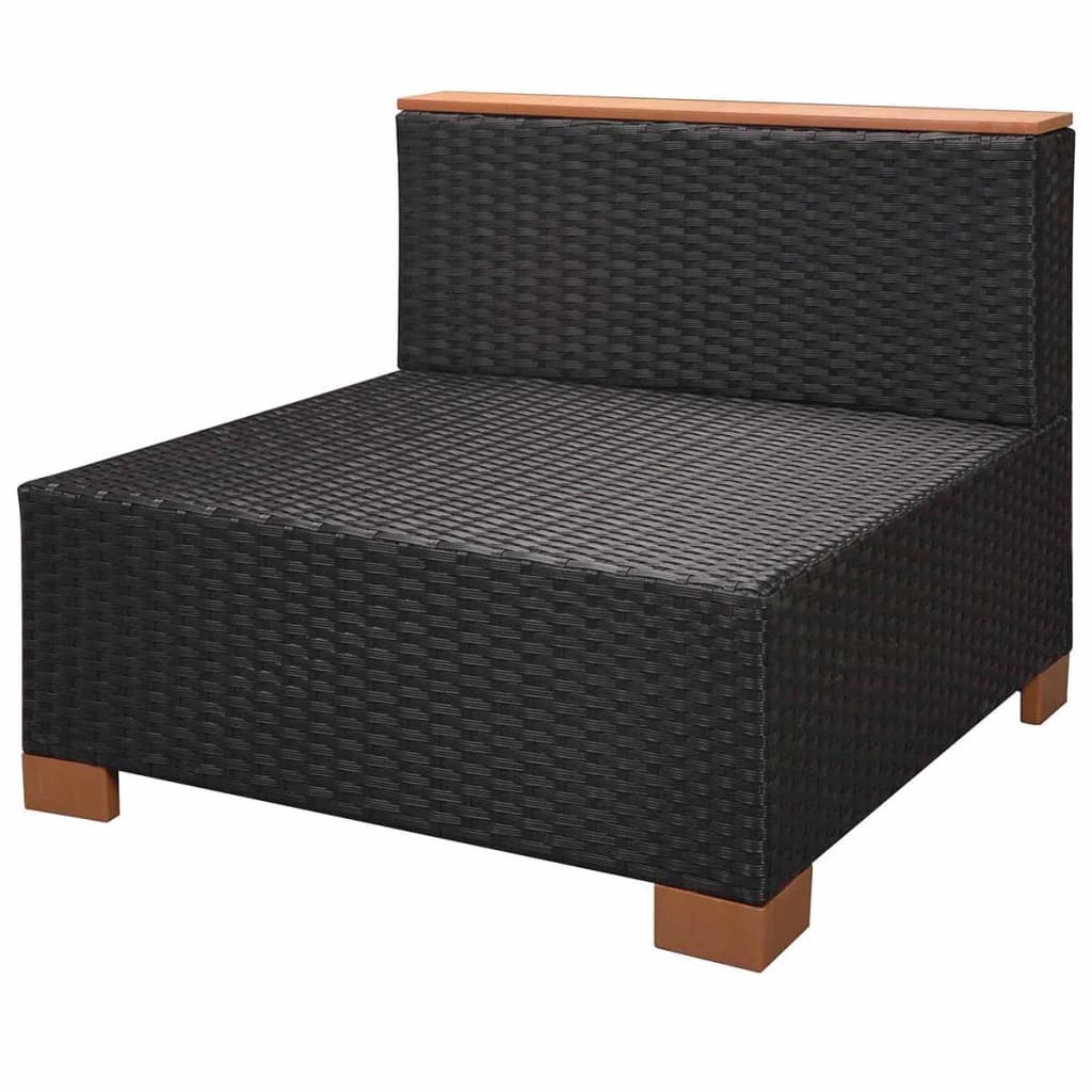 Set Divani da Giardino 8 pz con Cuscini in Polyrattan Nero 42758