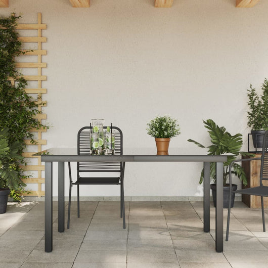 Tavolo da Giardino Nero 150x90x74 cm in Alluminio e Vetro cod mxl 34534