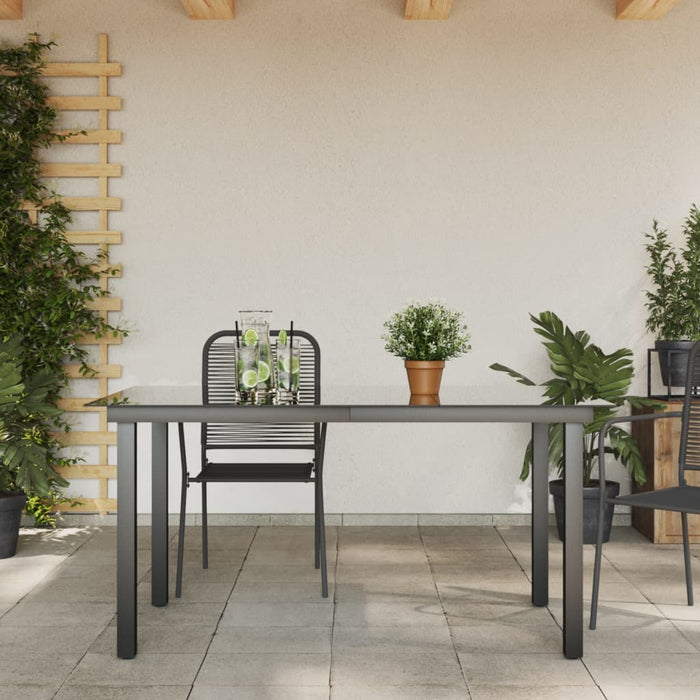 Tavolo da Giardino Nero 150x90x74 cm in Alluminio e Vetro cod mxl 34534