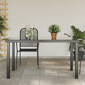 Tavolo da Giardino Nero 150x90x74 cm in Alluminio e Vetro 42788