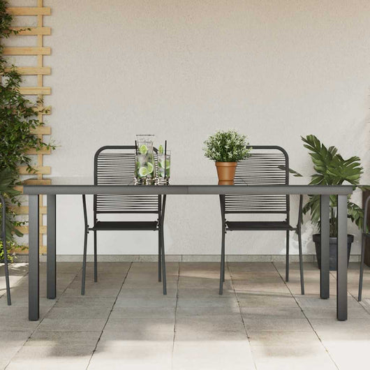 Tavolo da Giardino Nero 190x90x74 cm in Alluminio e Vetro 42789