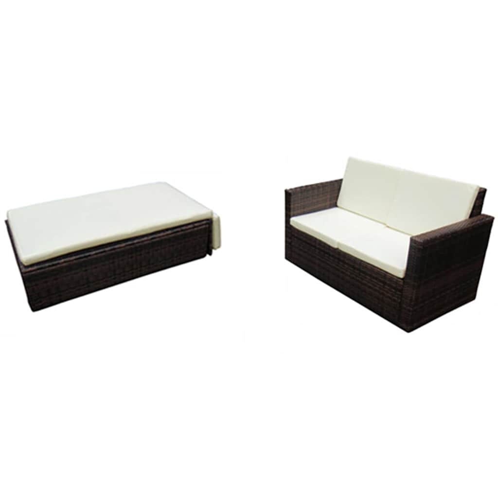 Set Divani da Giardino 2 pz con Cuscini in Polyrattan Marrone 42833