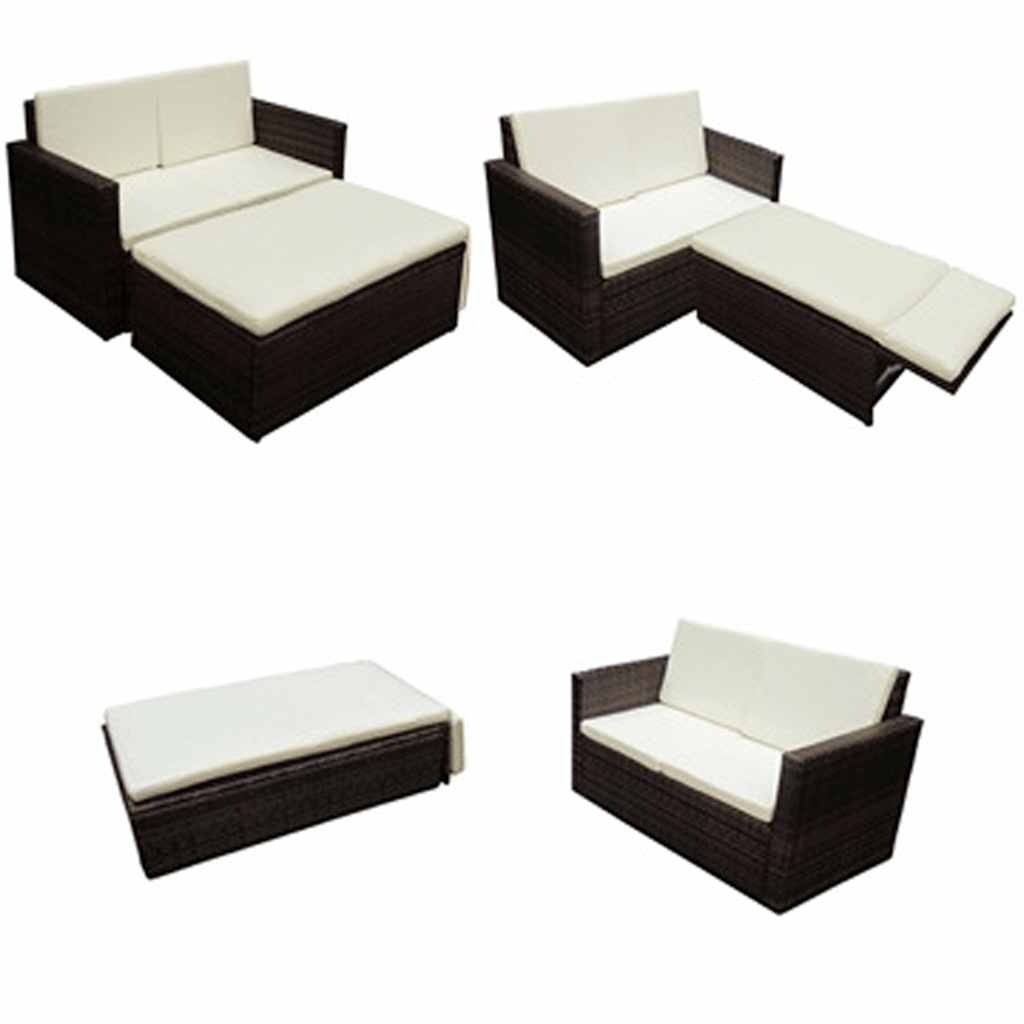 Set Divani da Giardino 2 pz con Cuscini in Polyrattan Marrone 42833