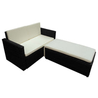 Set Divani da Giardino 2 pz con Cuscini in Polyrattan Nero 42834